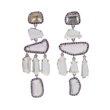 Featured image of this Women’s 14k White Gold Amethyst, Other Dangle Earrings