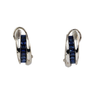 Featured image of this Women’s 14k White Gold Sapphire Hoop Earrings