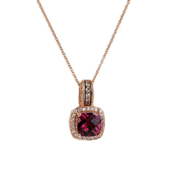 Featured image of this LeVian 14k Rose Gold Diamond, Garnet Necklace