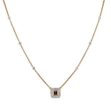 Featured image of this Women’s 14k Yellow Gold Diamond, Ruby Necklace