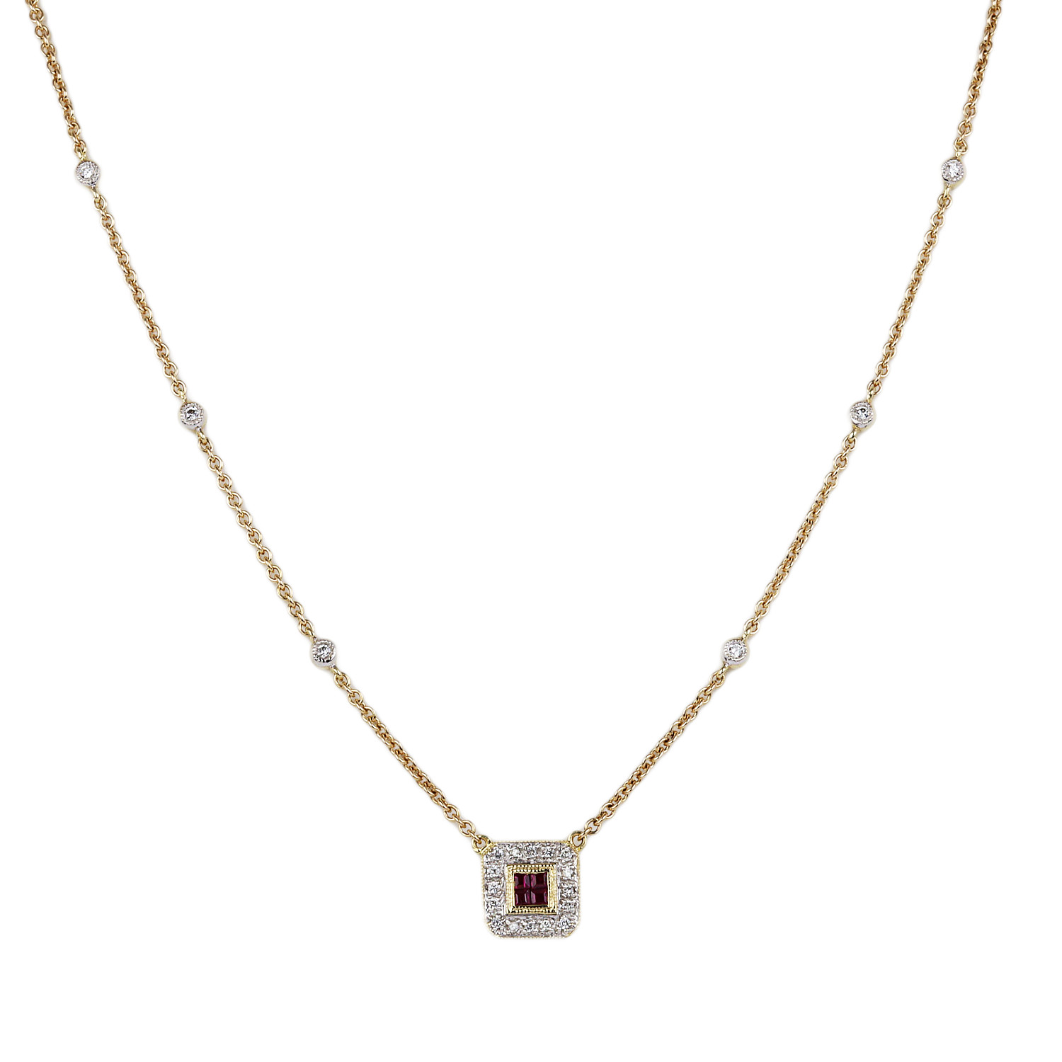 Featured image of this Women’s 14k Yellow Gold Diamond, Ruby Necklace