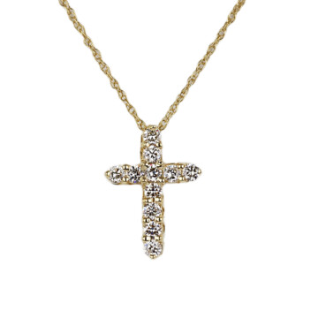 Featured image of this Women’s 14k Yellow Gold Diamond Cross Necklace