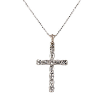 Featured image of this Women’s 14k White Gold Diamond Cross Necklace