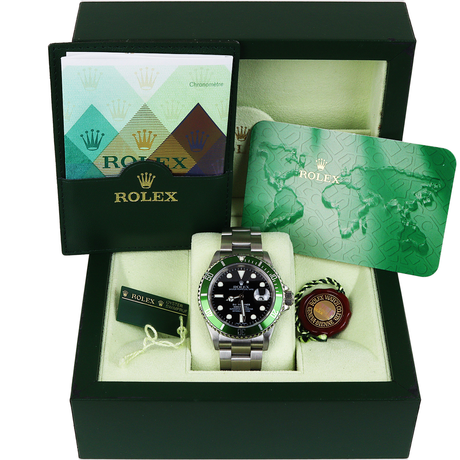 Gallery image of this Men’s Stainless Steel Submariner “Kermit” Rolex Wristwatch – 40mm Case