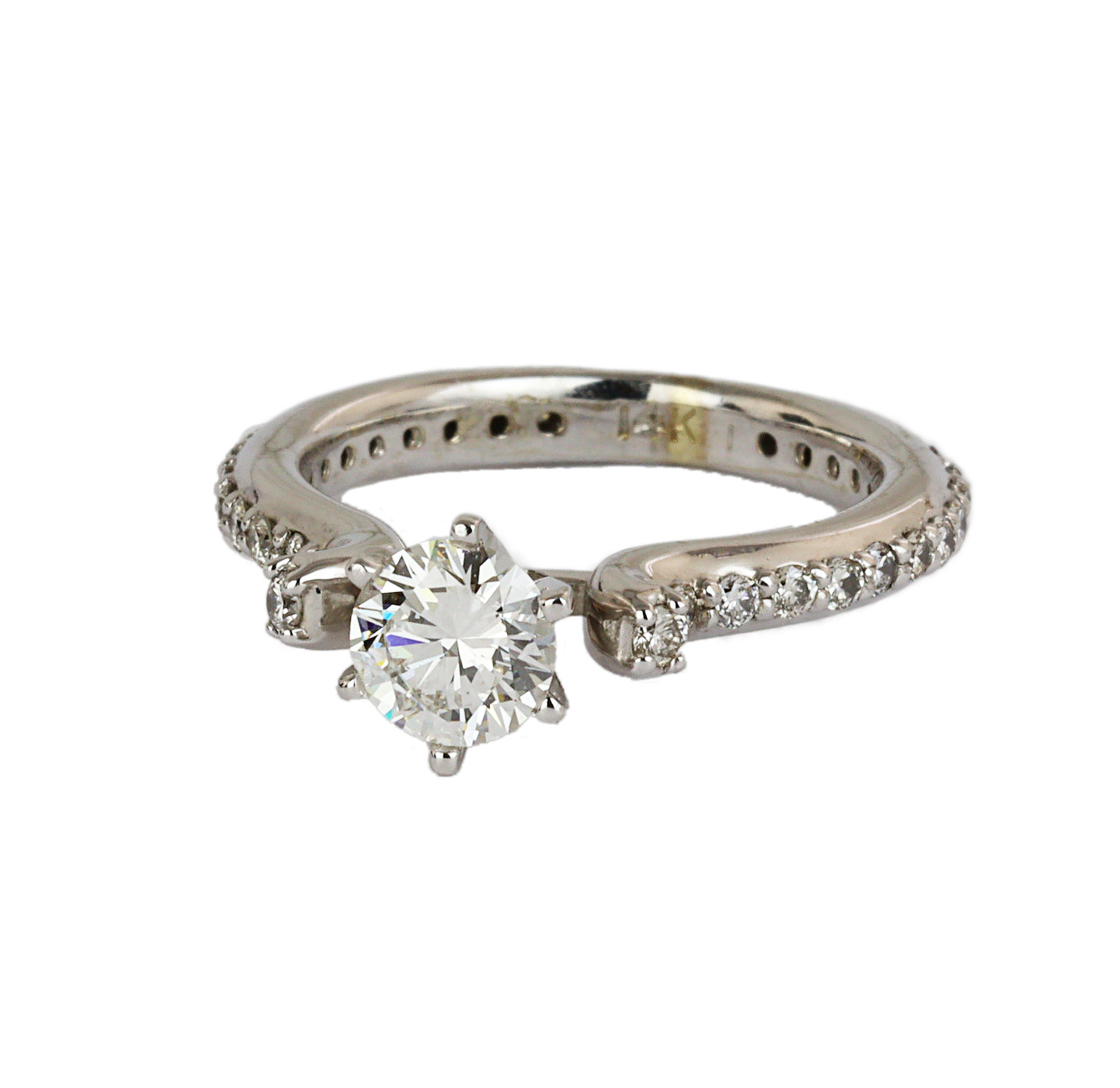 Gallery image of this Women’s 14k White Gold Diamond Bridal Ring EGL Cert.