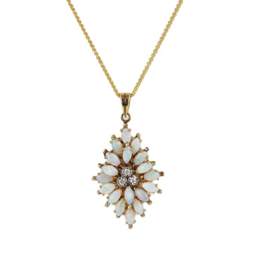 Featured image of this Women’s 14k Yellow Gold Diamond, Opal Necklace