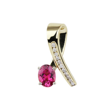 Featured image of this Women’s 14k Yellow Gold Diamond, Pink Tourmaline Pendant