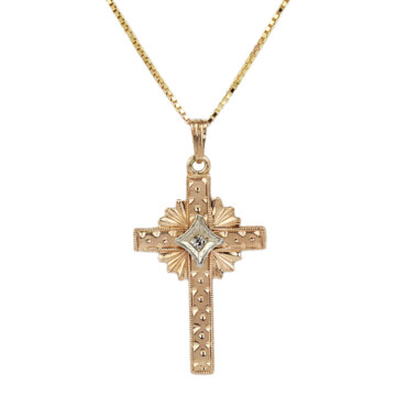Featured image of this Women’s 14k Yellow Gold Diamond Cross Necklace