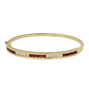 Featured image of this Women’s 18k Yellow Gold Diamond, Ruby Bangle Bracelet