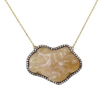 Featured image of this Fischer Women’s 14k Yellow Gold Agate, Diamond Necklace
