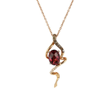 Featured image of this LeVian 14k Rose Gold Diamond, Garnet Necklace