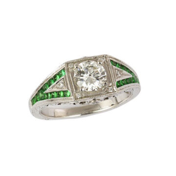 Featured image of this Women’s 14k White Gold Diamond, Garnet Ring GIA Cert
