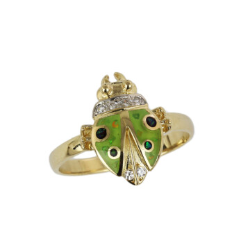 Featured image of this Women’s 14k Yellow Gold Enamel, White Stones Ring