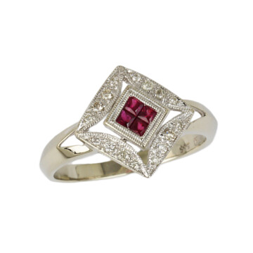 Featured image of this Women’s 14k White Gold Diamond, Ruby Ring