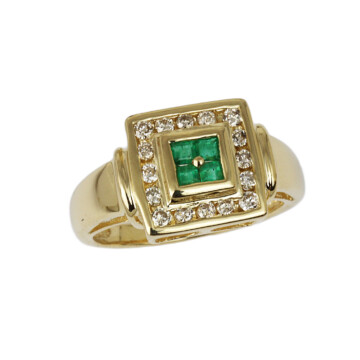 Featured image of this Women’s 14k Yellow Gold Diamond, Emerald Ring