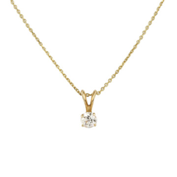 Gallery image of this Women’s 14k Yellow Gold Diamond Solitaire Necklace