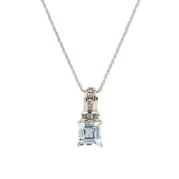 Featured image of this Women’s 14k White Gold Aquamarine, Diamond Necklace