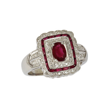 Featured image of this Women’s 18k White Gold Diamond, Ruby Ring