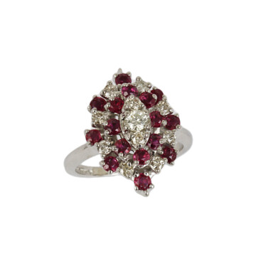 Featured image of this Vintage Women’s 14k White Gold Diamond, Ruby Ring