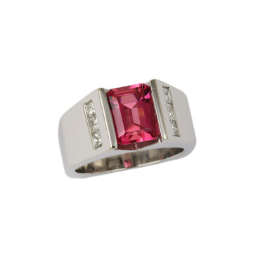 Featured image of this Women’s 14k White Gold Diamond, Tourmaline Ring