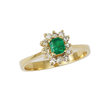 Featured image of this Women’s 18k Yellow Gold Diamond, Emerald Ring