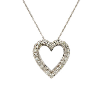Featured image of this Women’s 14k White Gold Diamond Heart Necklace