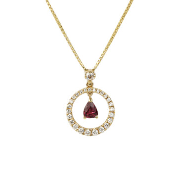 Featured image of this Women’s 14k Yellow Gold Diamond, Ruby Necklace