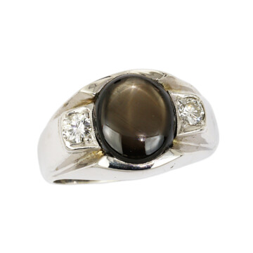 Featured image of this Men’s 14k White Gold Diamond, Star Sapphire Ring