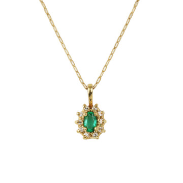 Featured image of this Women’s 14k Yellow Gold Diamond, Emerald Necklace
