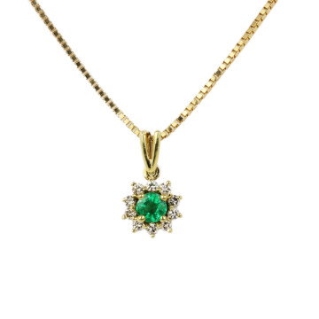 Featured image of this Women’s 14k Yellow Gold Diamond, Emerald Necklace