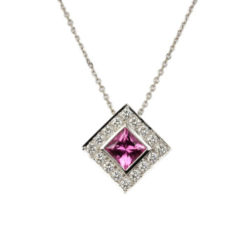 Featured image of this Women’s 14k White Gold Diamond, Pink Tourmaline Necklace