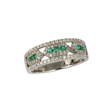Featured image of this Women’s 14k White Gold Diamond, Emerald Ring