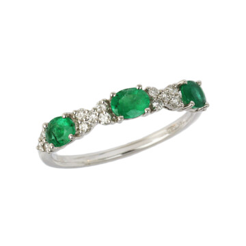 Featured image of this Women’s 14k White Gold Diamond, Emerald Ring