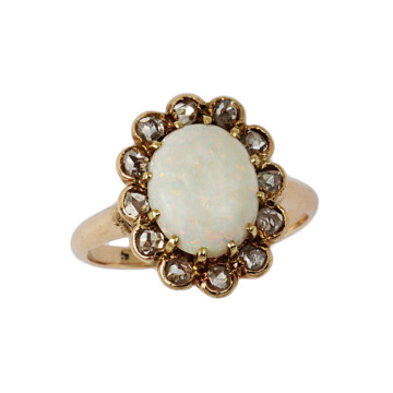 Featured image of this Vintage Women’s 10k Rose Gold Diamond, Opal Ring