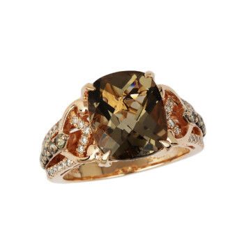 Featured image of this LeVian Women’s 14k Rose Gold Diamond, Smoky Quartz Ring