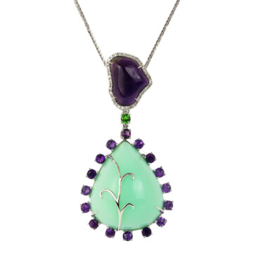 Featured image of this Fischer Women’s 14k White Gold Amethyst, Diopside, Diamond Necklace