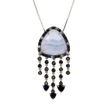 Featured image of this Fischer Women’s 14k White Gold, Agate, Diamond Necklace