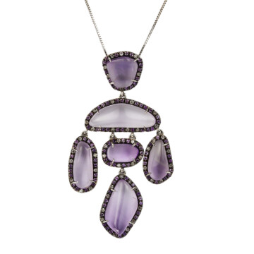 Featured image of this Fischer Women’s 14k White Gold Amethyst, Diamond Necklace