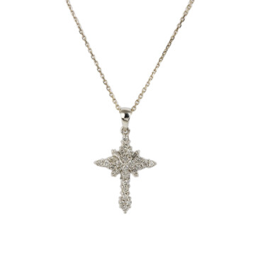 Featured image of this Women’s 14k White Gold Diamond Cross Necklace