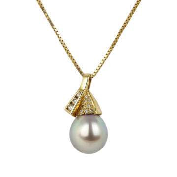 Featured image of this Women’s 14k Yellow Gold Diamond, Tahitian Pearl Necklace