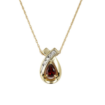 Featured image of this Women’s 14k Yellow Gold Diamond, Garnet Necklace