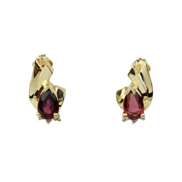 Featured image of this Women’s 14k Yellow Gold Diamond, Garnet Stud Earrings