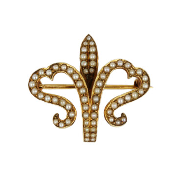 Featured image of this Antique Women’s 14k Yellow Gold Pearl Brooch