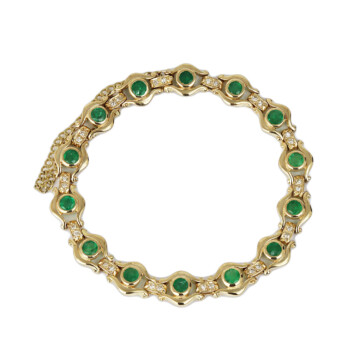 Featured image of this Women’s 14k Yellow Gold Diamond, Emerald Link Bracelet