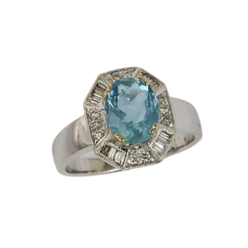 Featured image of this Women’s 14k White Gold Aquamarine, Diamond Ring
