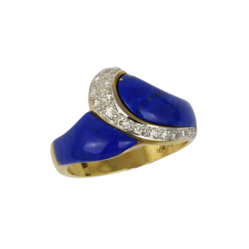 Featured image of this Women’s 18k Yellow Gold Diamond, Lapis Lazuli Ring