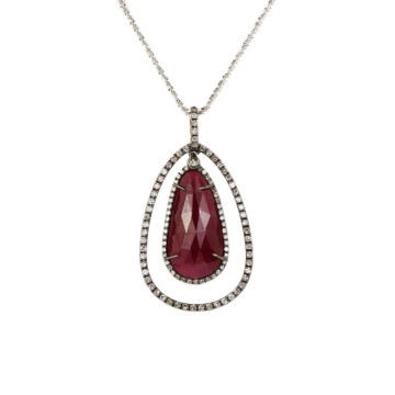 Featured image of this Women’s 14k White Gold Diamond, Ruby Necklace