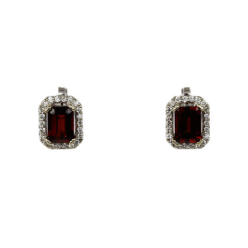 Featured image of this Women’s 14k White Gold Diamond, Garnet Stud Earrings