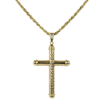 Featured image of this Unisex 14k Yellow Gold Cross Necklace