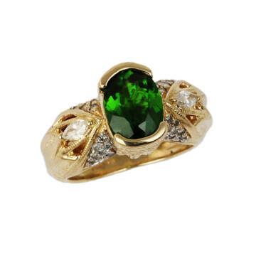 Featured image of this Women’s 14k Yellow Gold Diamond, Diopside Ring